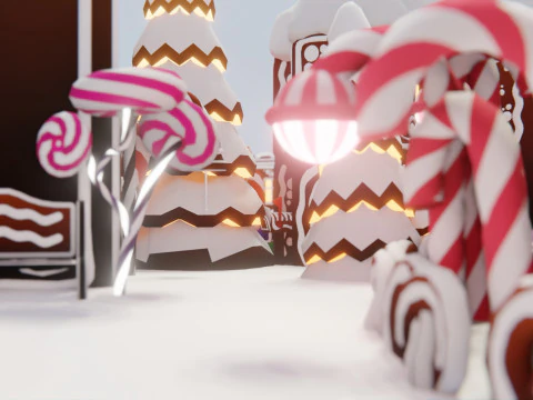 Gingerbread Village Game Ready Asset Pack 3D Model