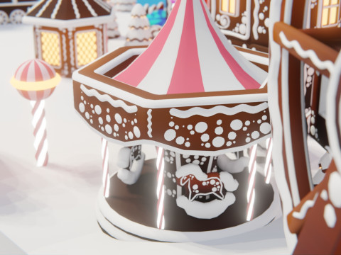 जिंजरब्रेड विलेज गेम रेडी एसेट पैक 3D मॉडल