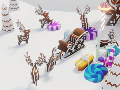 Gingerbread Village Game Ready Asset Pack 3D Model