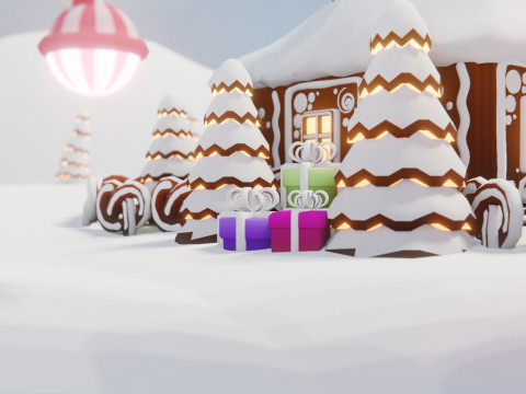 जिंजरब्रेड विलेज गेम रेडी एसेट पैक 3D मॉडल