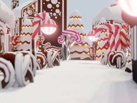 Gingerbread Village Game Ready Asset Pack 3D Model