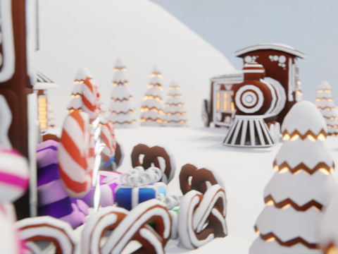 जिंजरब्रेड विलेज गेम रेडी एसेट पैक 3D मॉडल