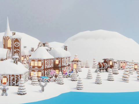 Gingerbread Village Game Ready Asset Pack 3D Model