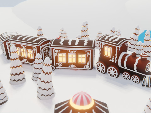 जिंजरब्रेड विलेज गेम रेडी एसेट पैक 3D मॉडल