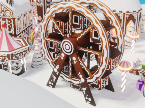 जिंजरब्रेड विलेज गेम रेडी एसेट पैक 3D मॉडल