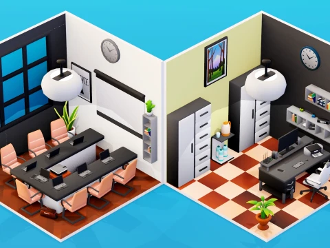 Interior Low Poly Assets Pack Modular Furniture Set 3D Model