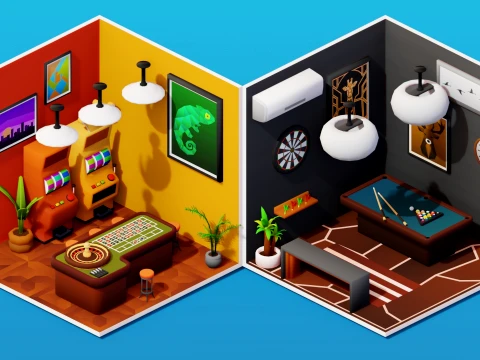 Interior Low Poly Assets Pack Modular Furniture Set 3D Model