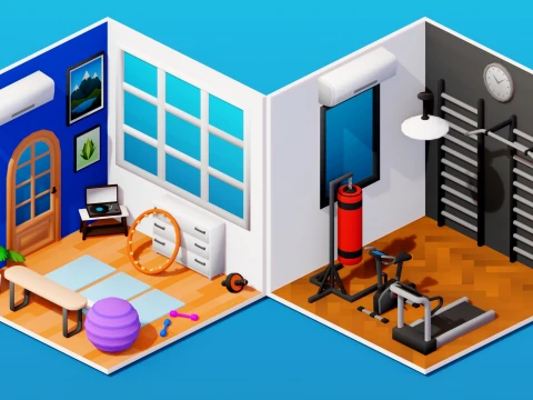 Interior Low Poly Assets Pack Modular Furniture Set 3D Model