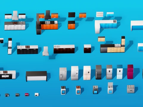 Interior Low Poly Assets Pack Modular Furniture Set 3D Model