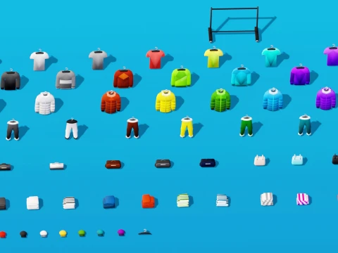 Interior Low Poly Assets Pack Modular Furniture Set 3D Model