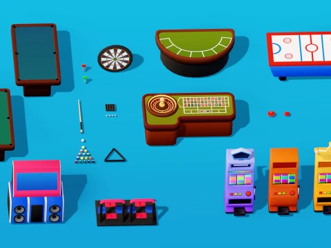 Interior Low Poly Assets Pack Modular Furniture Set 3D Model