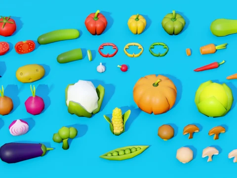 Low Poly Food Pack 3D Model