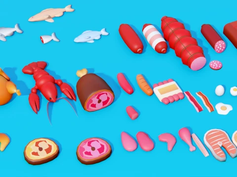Low Poly Food Pack 3D Model