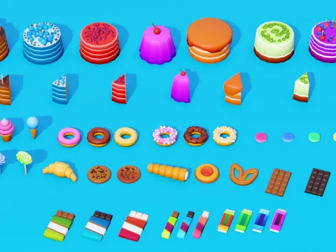 Low Poly Food Pack 3D Model
