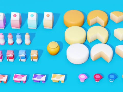 Low Poly Food Pack 3D Model