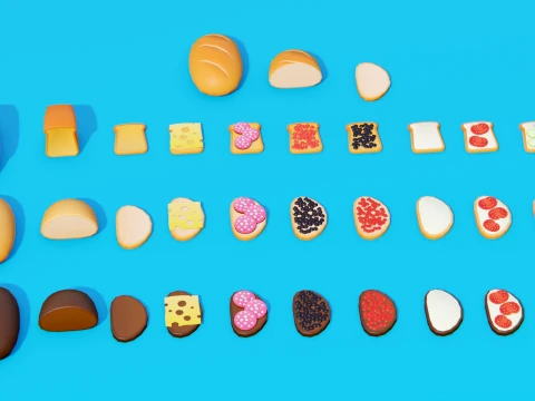Low Poly Food Pack 3D Model