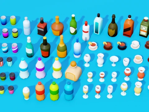 Low Poly Food Pack 3D Model