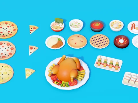 Low Poly Food Pack 3D Model