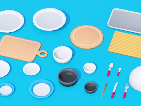 Low Poly Food Pack 3D Model