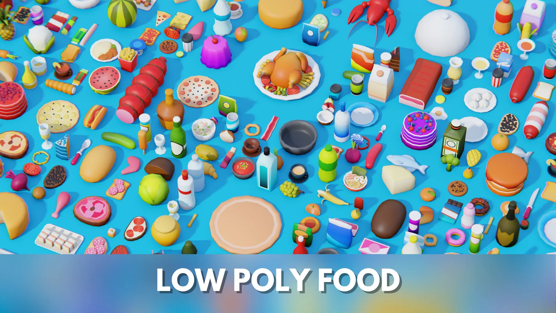 Low Poly Food Pack 3D Model .c4d .max .obj .3ds .fbx .stl .blend