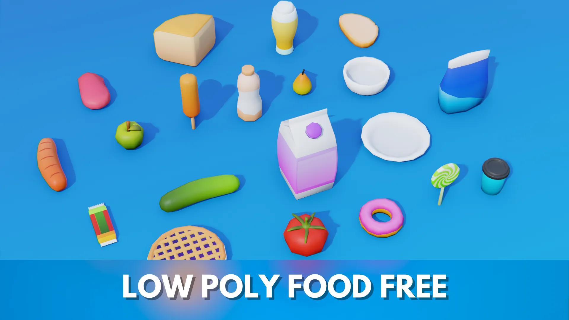 Low Poly Food Pack FREE 3D Model .c4d .max .obj .3ds .fbx .stl .blend 