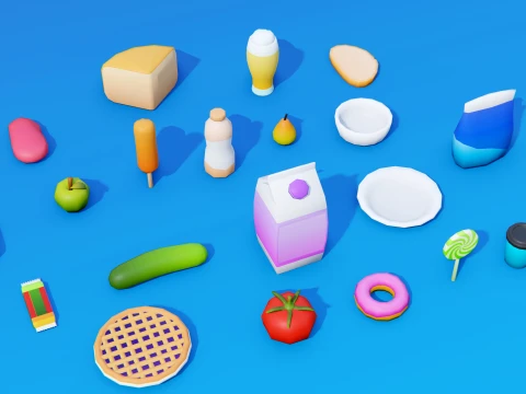 Low Poly Food Pack FREE 3D Model