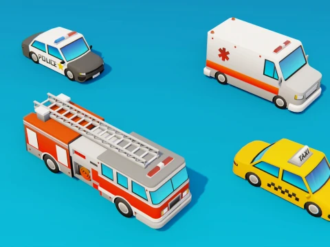 Stylized Low Poly Vehicle Pack 3D Model