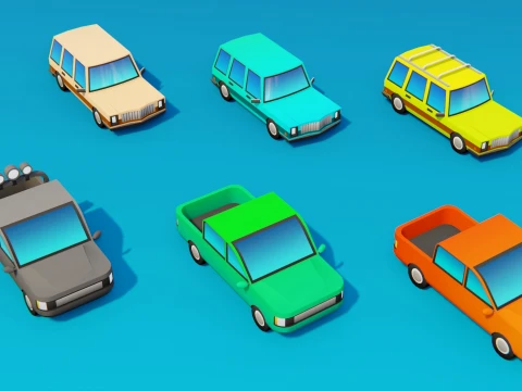 Stylized Low Poly Vehicle Pack 3D Model
