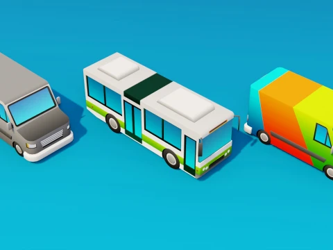 Stylized Low Poly Vehicle Pack 3D Model