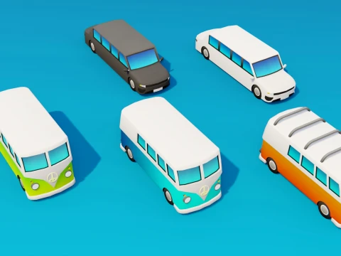 Stylized Low Poly Vehicle Pack 3D Model