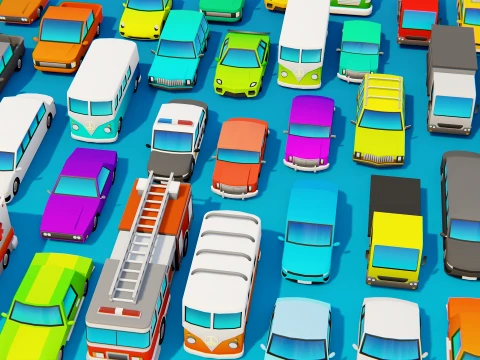Stylized Low Poly Vehicle Pack 3D Model