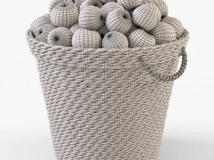 wicker apple basket ikea maffens 3D Model