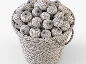 wicker apple basket ikea maffens 3D Model