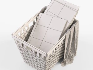 wicker basket ikea knarra 3D Model