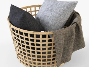 wicker basket ikea gaddis set 3D Model