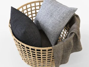 wicker basket ikea gaddis set 3D Model