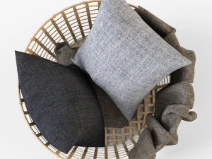 wicker basket ikea gaddis set 3D Model