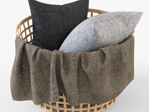 wicker basket ikea gaddis set 3D मॉडल