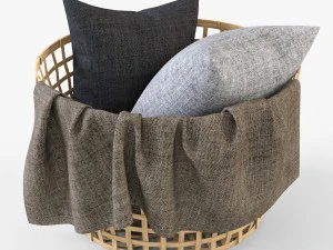 wicker basket ikea gaddis set 3D Model