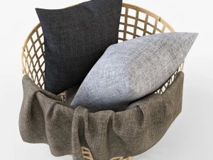 wicker basket ikea gaddis set 3D Model