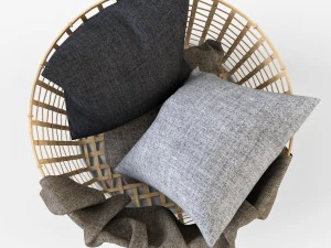 wicker basket ikea gaddis set 3D Model