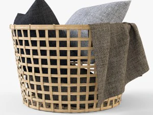wicker basket ikea gaddis set 3D Model