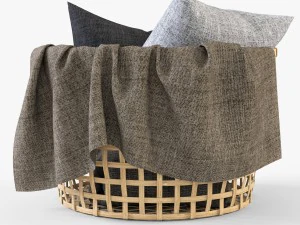 wicker basket ikea gaddis set 3D Model