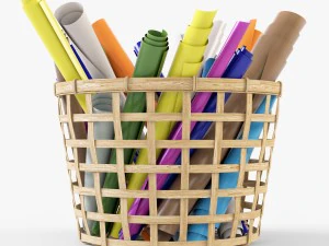 wicker basket ikea gaddis set 3D Model