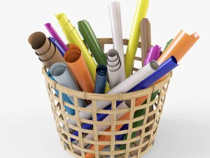 wicker basket ikea gaddis set 3D Model