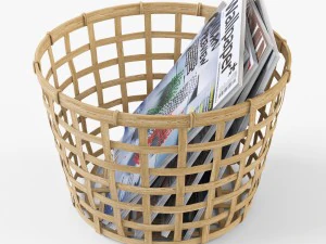 wicker basket ikea gaddis set 3D Model