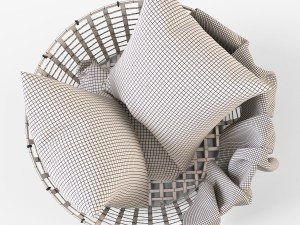 wicker basket ikea gaddis set 3D मॉडल