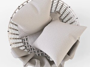 wicker basket ikea gaddis set 3D Model