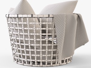 wicker basket ikea gaddis set 3D मॉडल