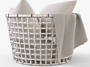 wicker basket ikea gaddis set 3D Model